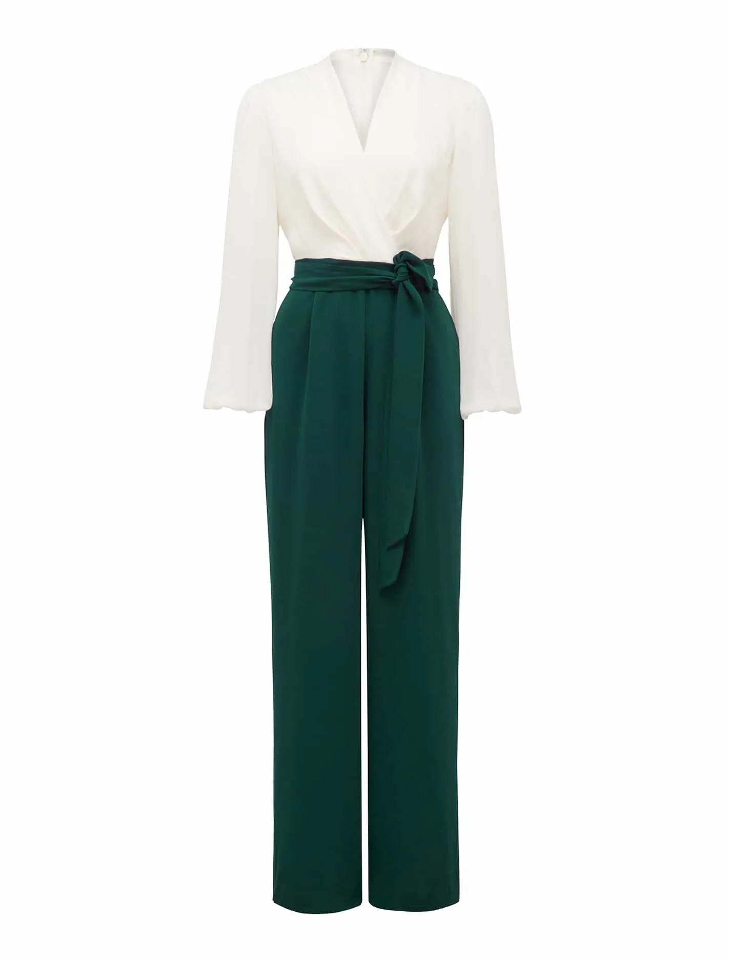 Agatha Wrap Sheer Sleeve Jumpsuit
