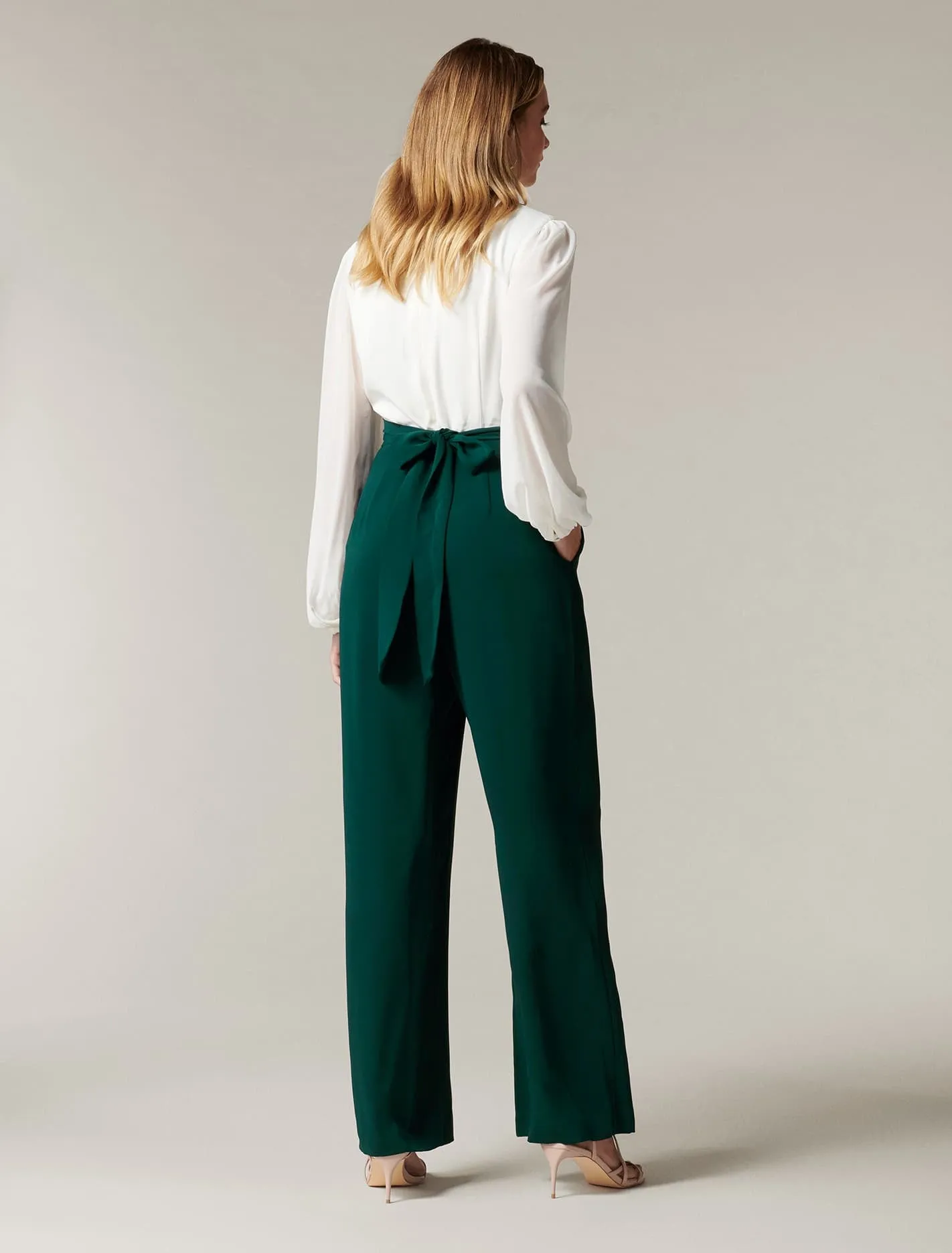 Agatha Wrap Sheer Sleeve Jumpsuit