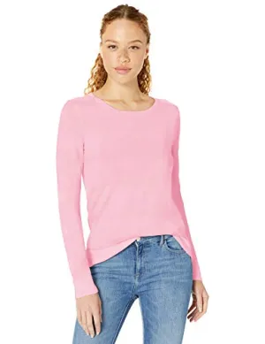 Amazon Essentials Women's Long-Sleeve Lightweight Crewneck Sweater, Light Pink/Lilac, Medium
