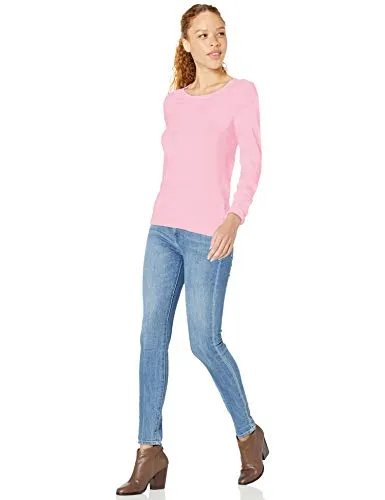 Amazon Essentials Women's Long-Sleeve Lightweight Crewneck Sweater, Light Pink/Lilac, Medium