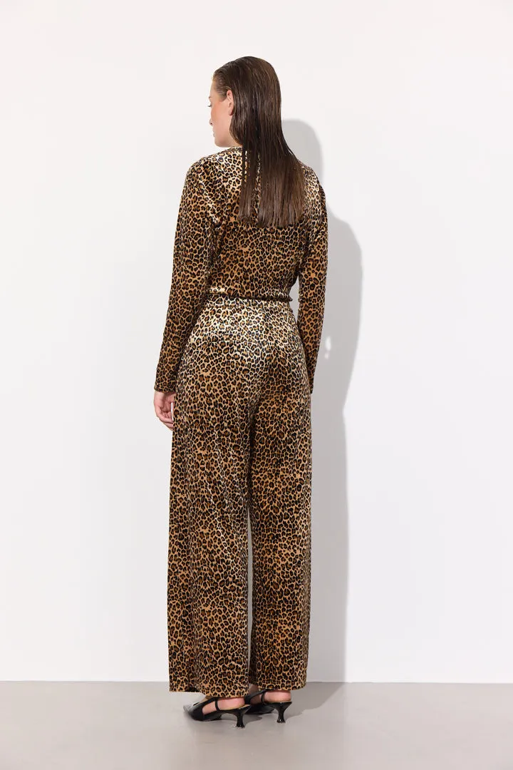 Angela Velour Jumpsuit - Leopard