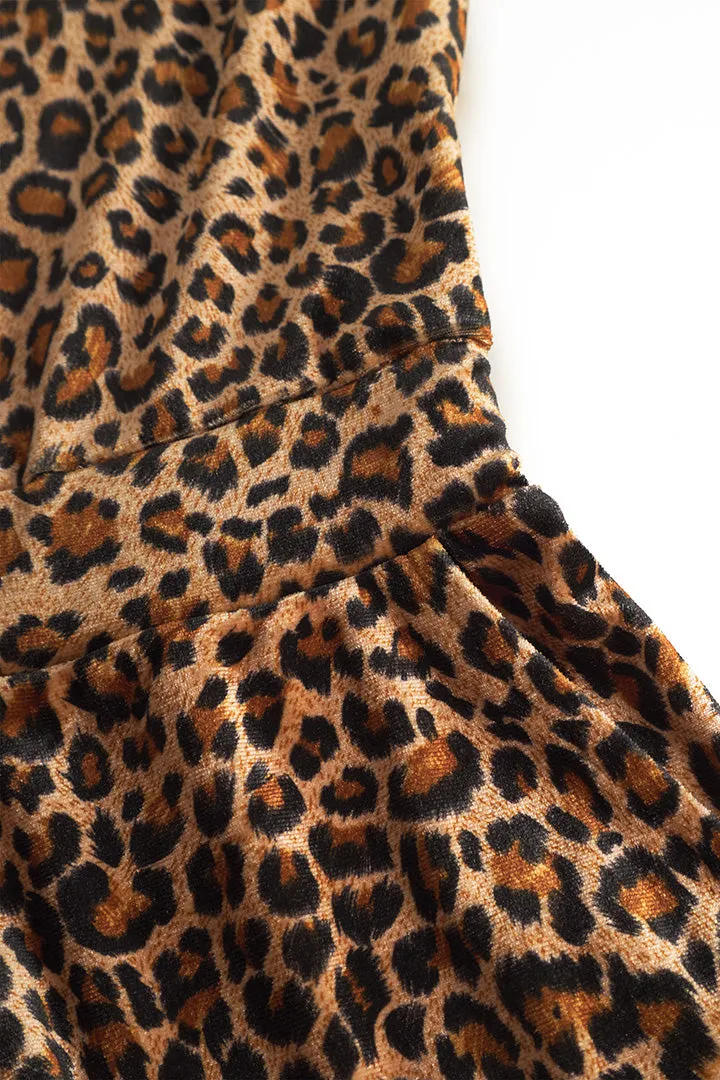 Angela Velour Jumpsuit - Leopard