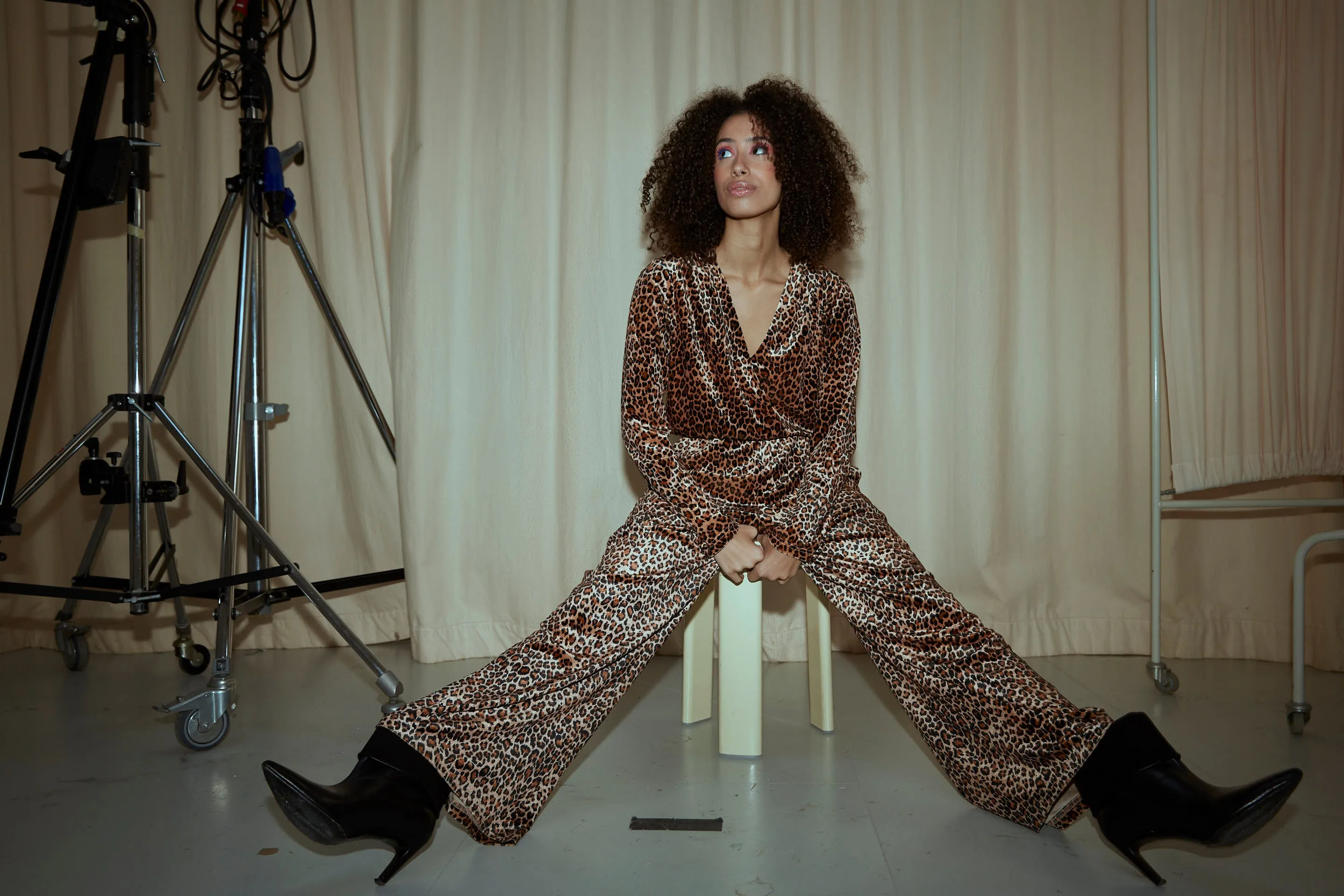 Angela Velour Jumpsuit - Leopard