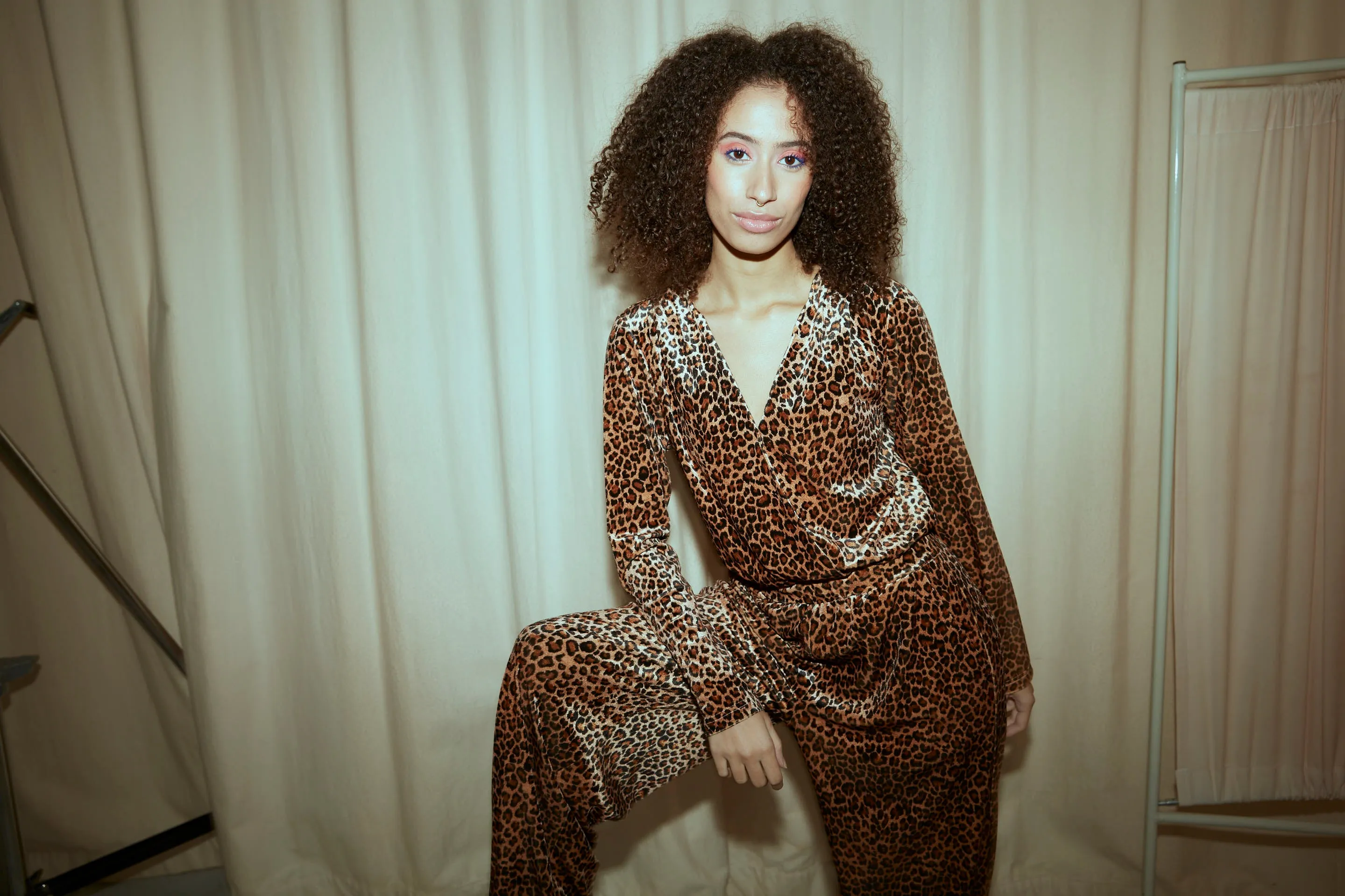 Angela Velour Jumpsuit - Leopard