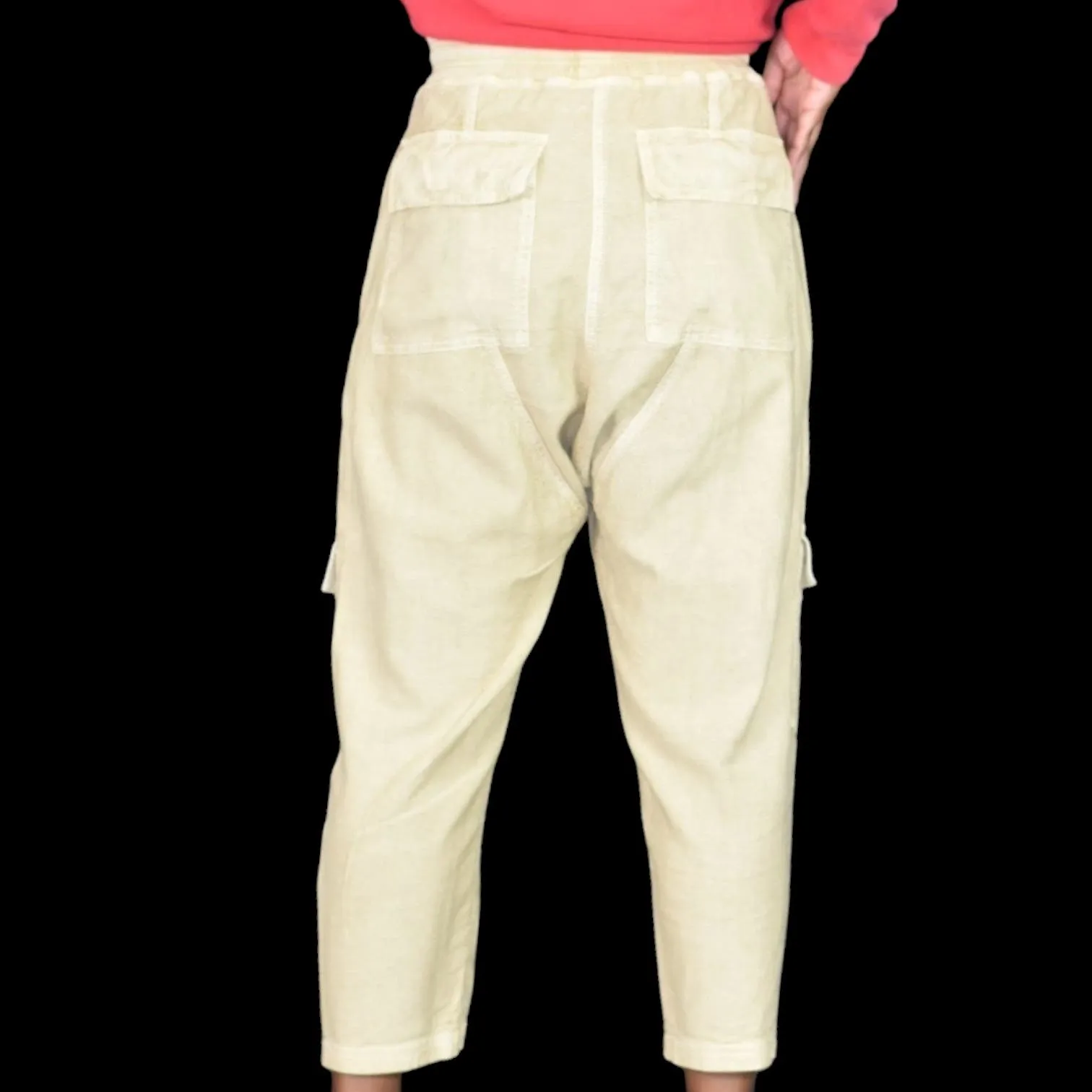Anthropologie Daily Practice Evergreen Pants Tan Cargo Baggy High Waist Pull On Drawstring Ankle Size XS