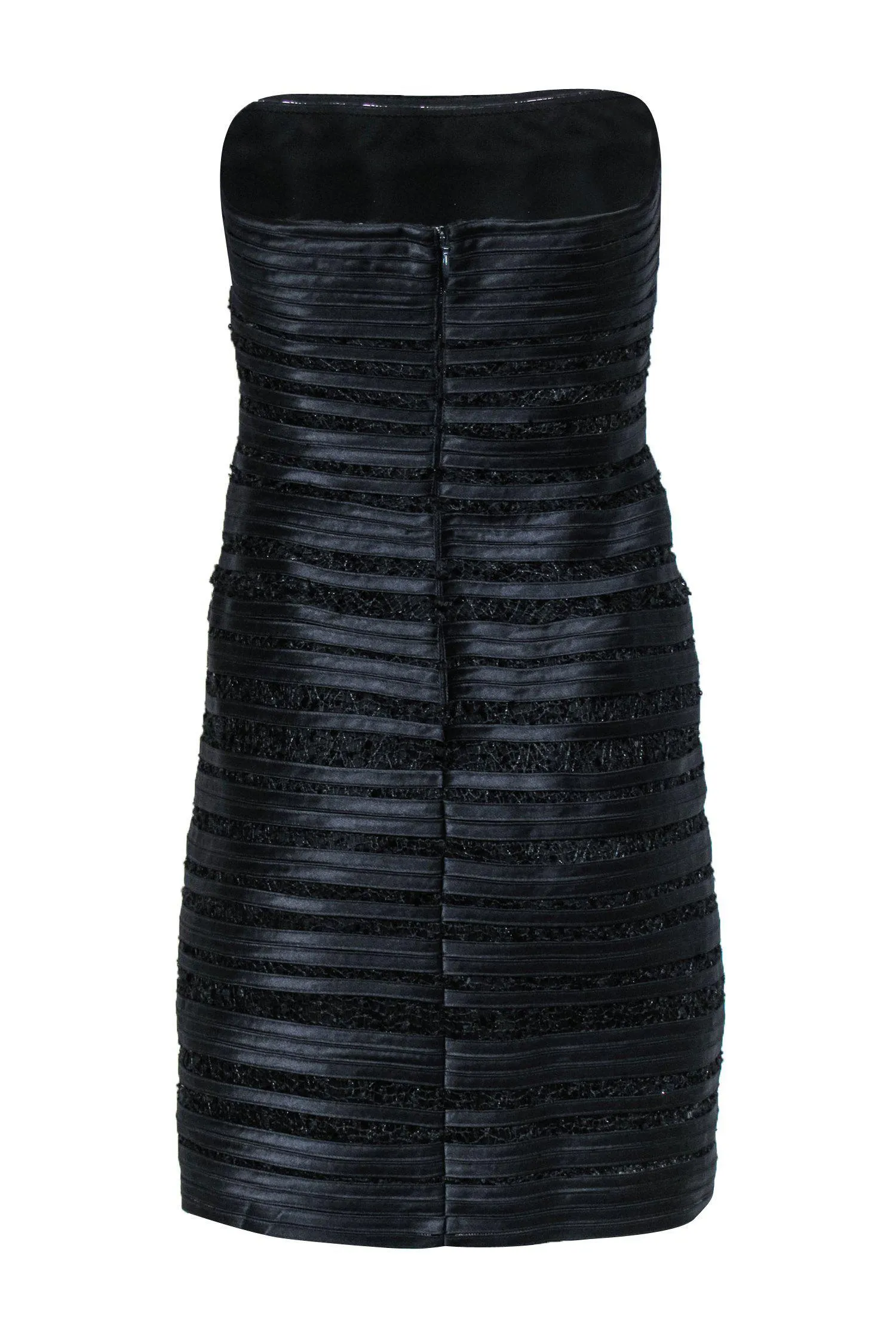 BCBG Max Azria - Navy "Moore" Strapless Bodycon Satin & Lace Dress Sz 8