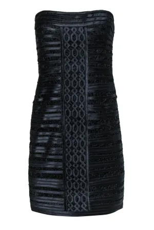 BCBG Max Azria - Navy "Moore" Strapless Bodycon Satin & Lace Dress Sz 8