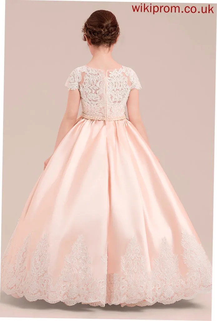Beading - Sleeves included) Dress Ball Flower Girl Dresses NOT Short (Petticoat Journey Satin/Tulle/Lace Neck Floor-length With Scoop Gown Girl Flower
