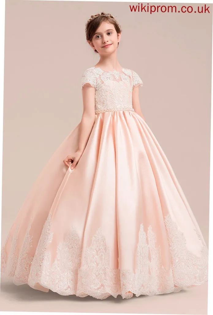 Beading - Sleeves included) Dress Ball Flower Girl Dresses NOT Short (Petticoat Journey Satin/Tulle/Lace Neck Floor-length With Scoop Gown Girl Flower