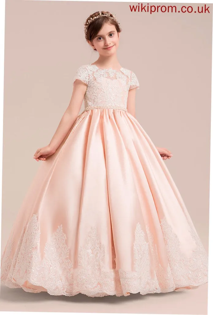 Beading - Sleeves included) Dress Ball Flower Girl Dresses NOT Short (Petticoat Journey Satin/Tulle/Lace Neck Floor-length With Scoop Gown Girl Flower