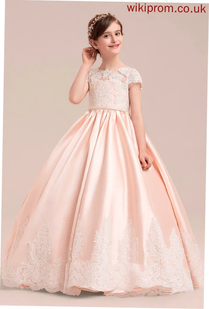 Beading - Sleeves included) Dress Ball Flower Girl Dresses NOT Short (Petticoat Journey Satin/Tulle/Lace Neck Floor-length With Scoop Gown Girl Flower