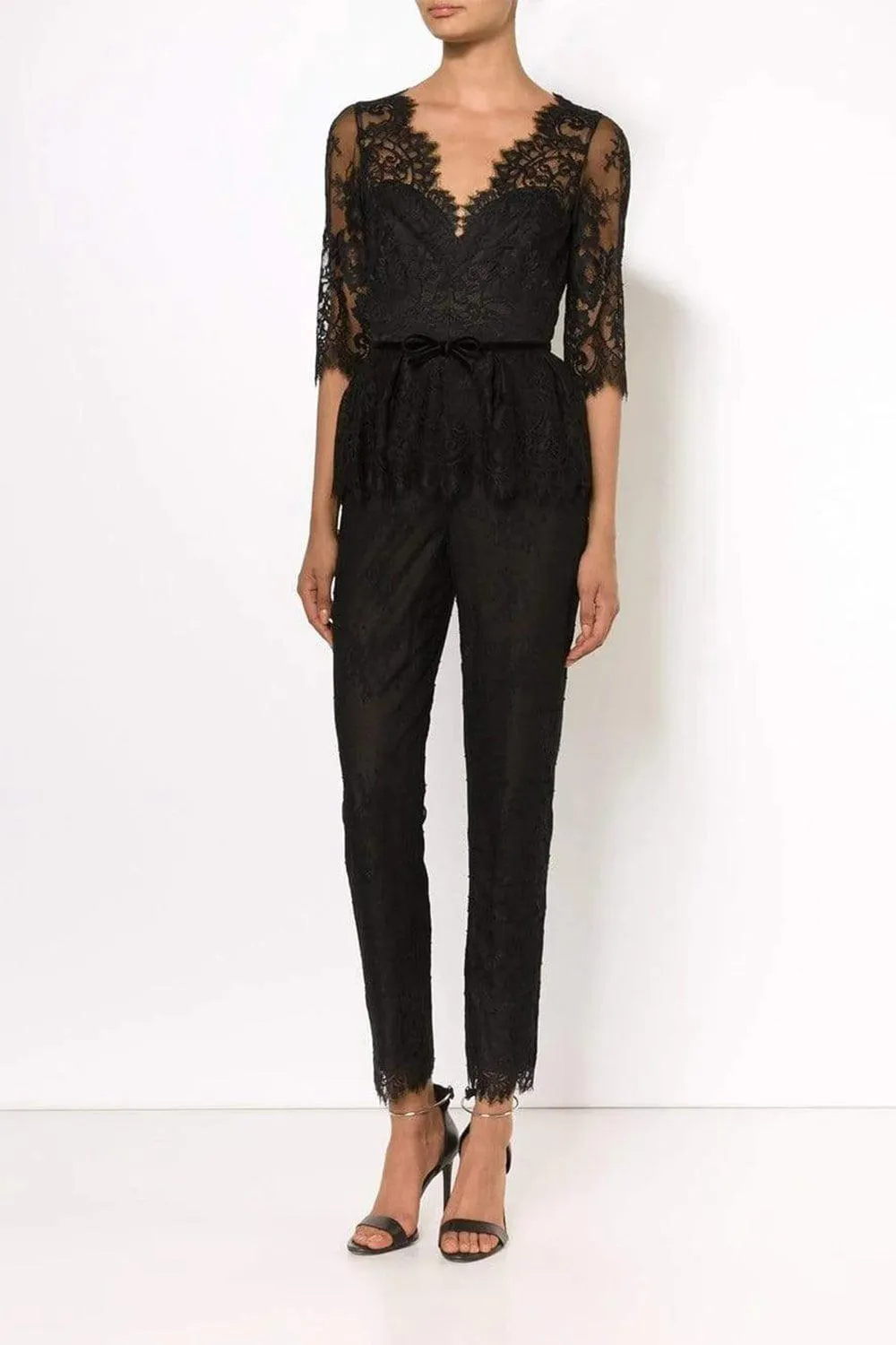 Belted Lace Jumpsuit