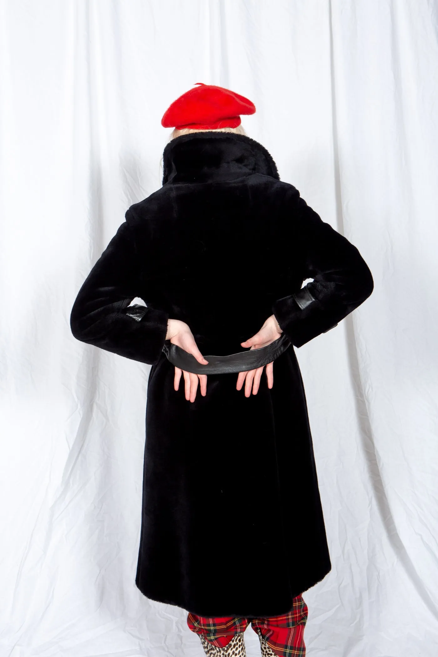 Black Leather and Faux Fur Jacket