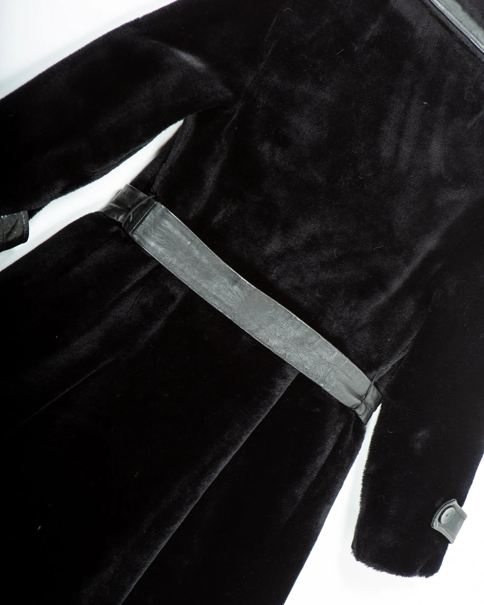 Black Leather and Faux Fur Jacket