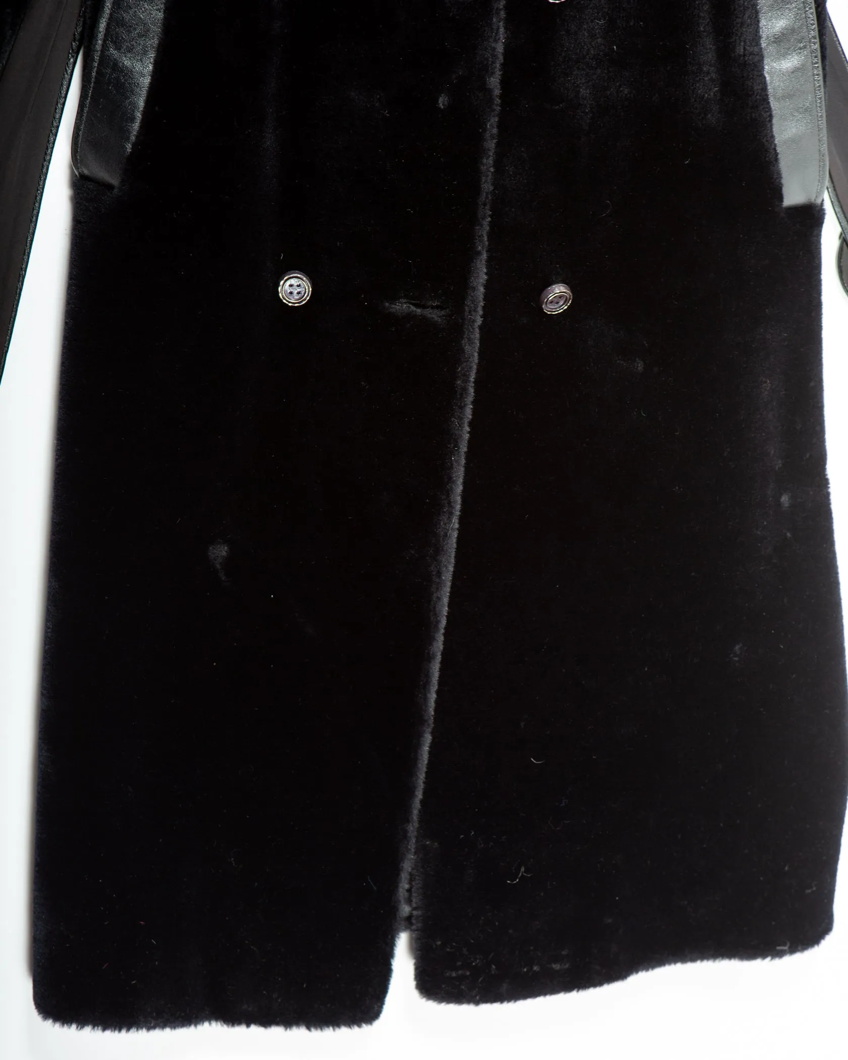Black Leather and Faux Fur Jacket