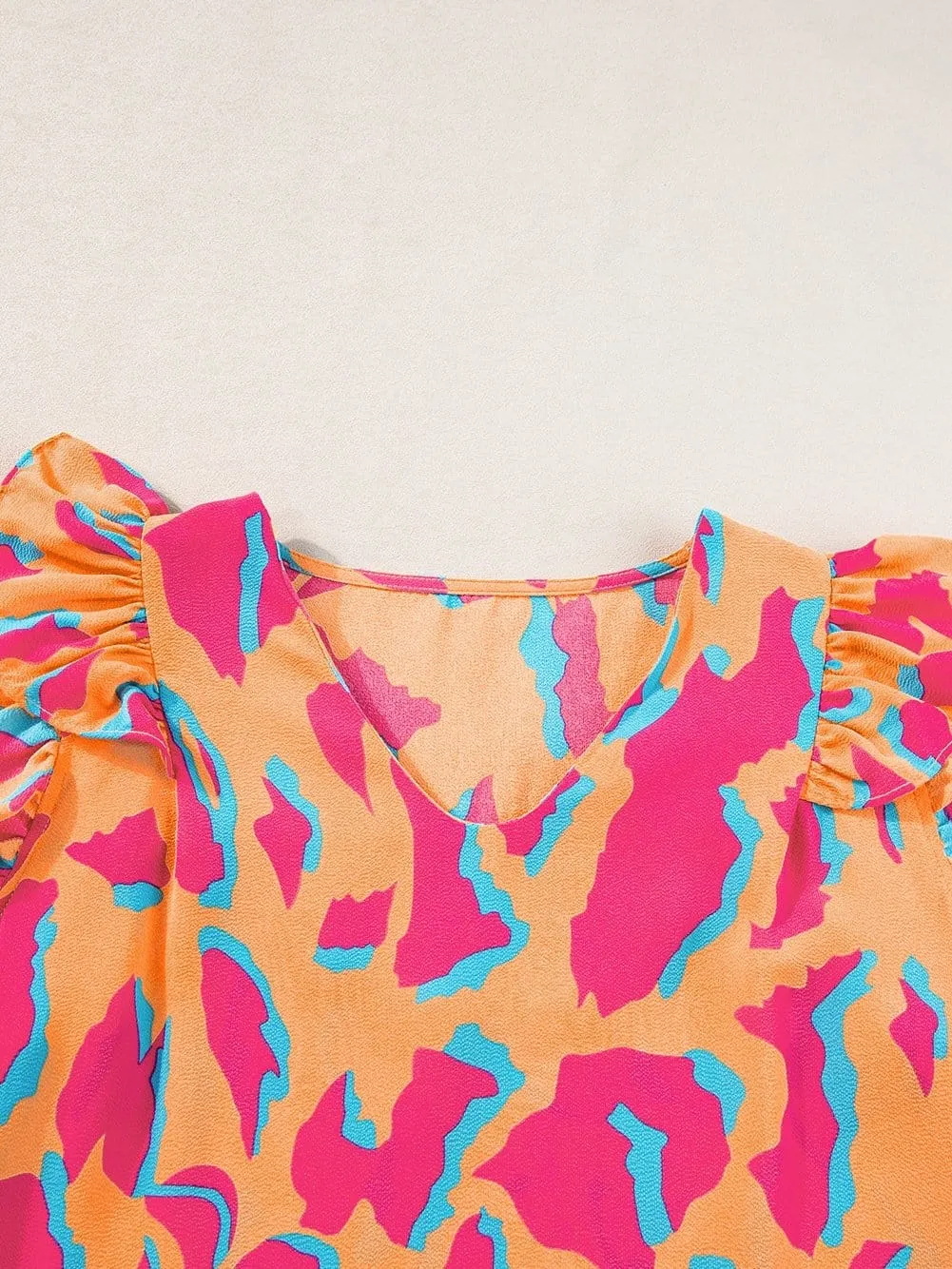Bright Ruffle Sleeve Blouse