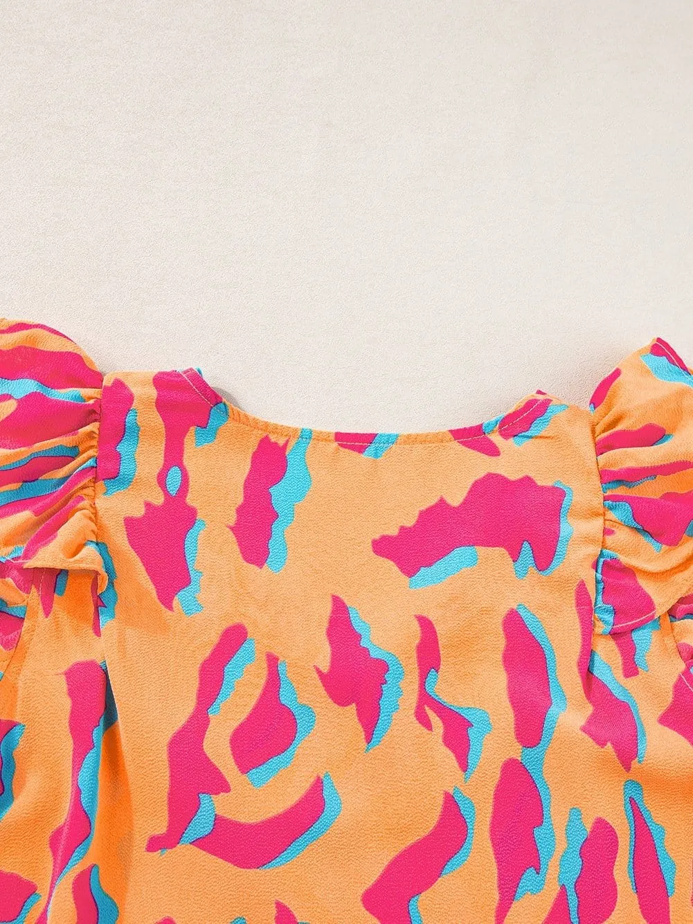 Bright Ruffle Sleeve Blouse