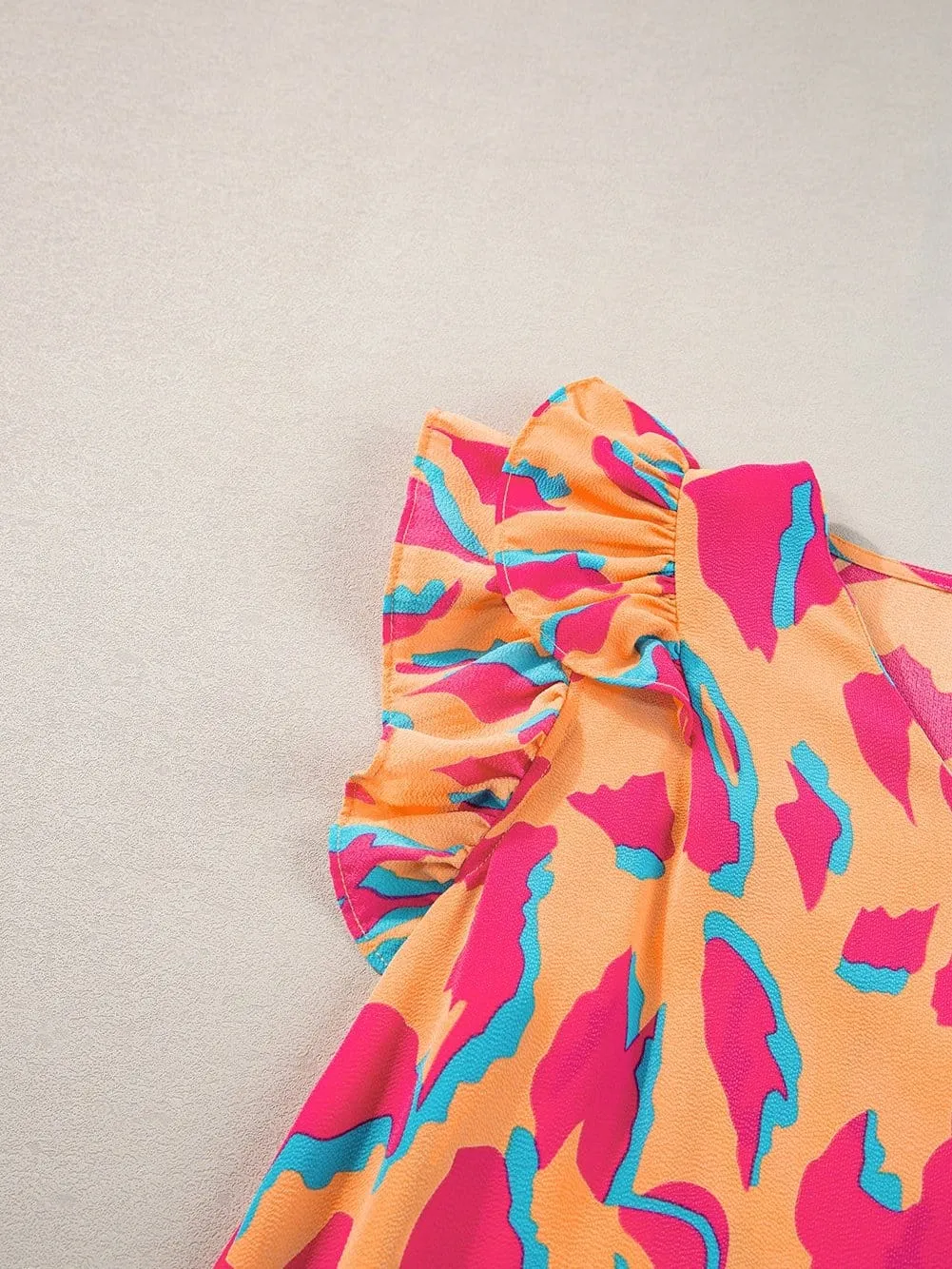 Bright Ruffle Sleeve Blouse