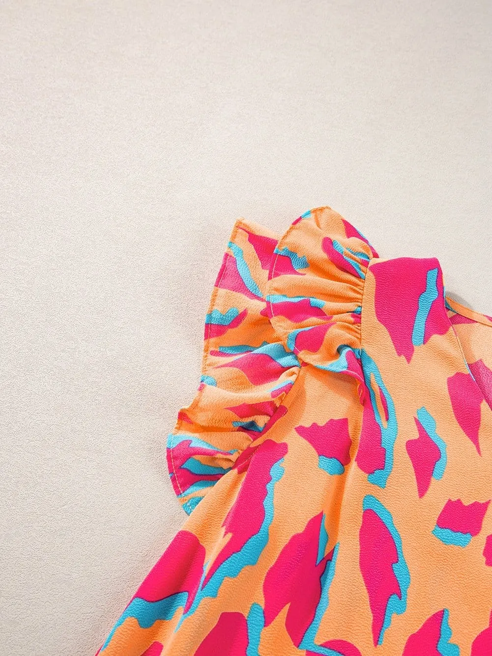 Bright Ruffle Sleeve Blouse