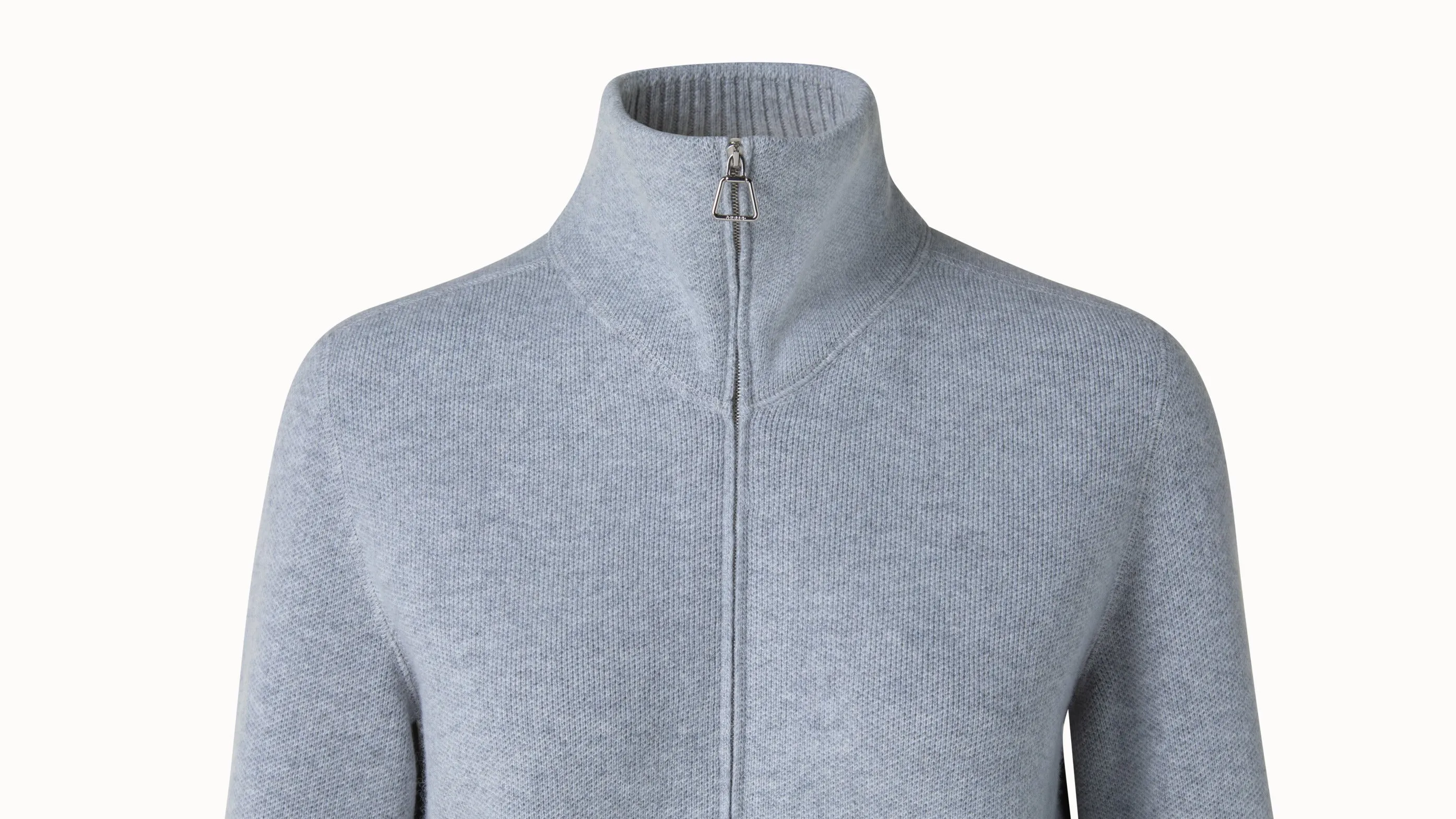 Cashmere pique zip cardigan