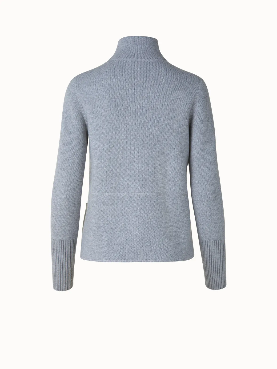 Cashmere pique zip cardigan