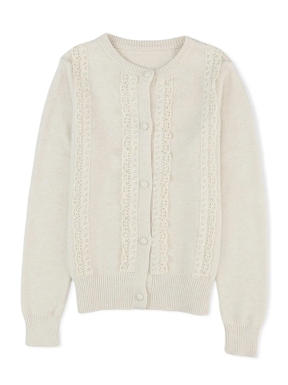 Casual Knit Cardigan with Lace Trim