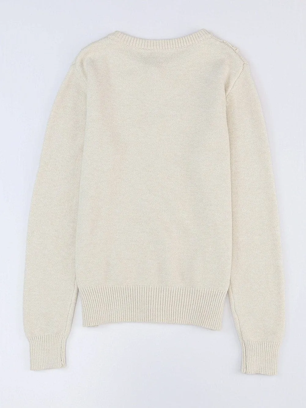 Casual Knit Cardigan with Lace Trim