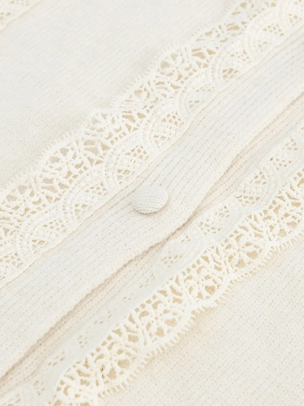 Casual Knit Cardigan with Lace Trim