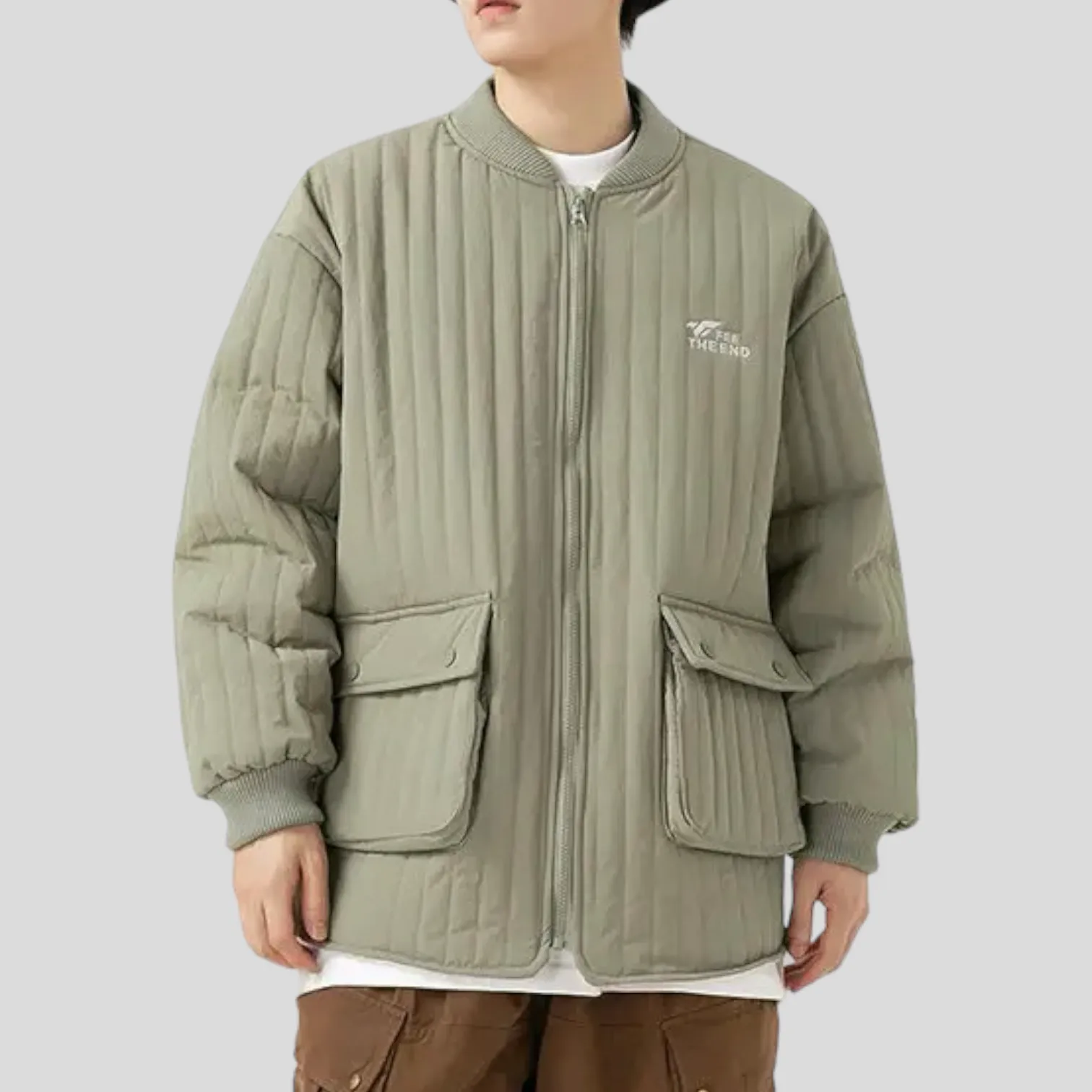 Channel quilting oversized shirt jacket
