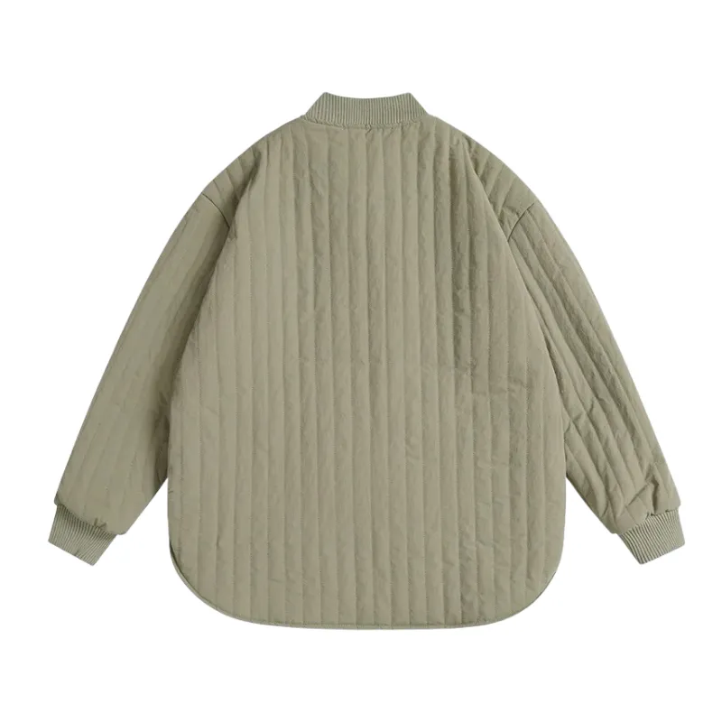 Channel quilting oversized shirt jacket