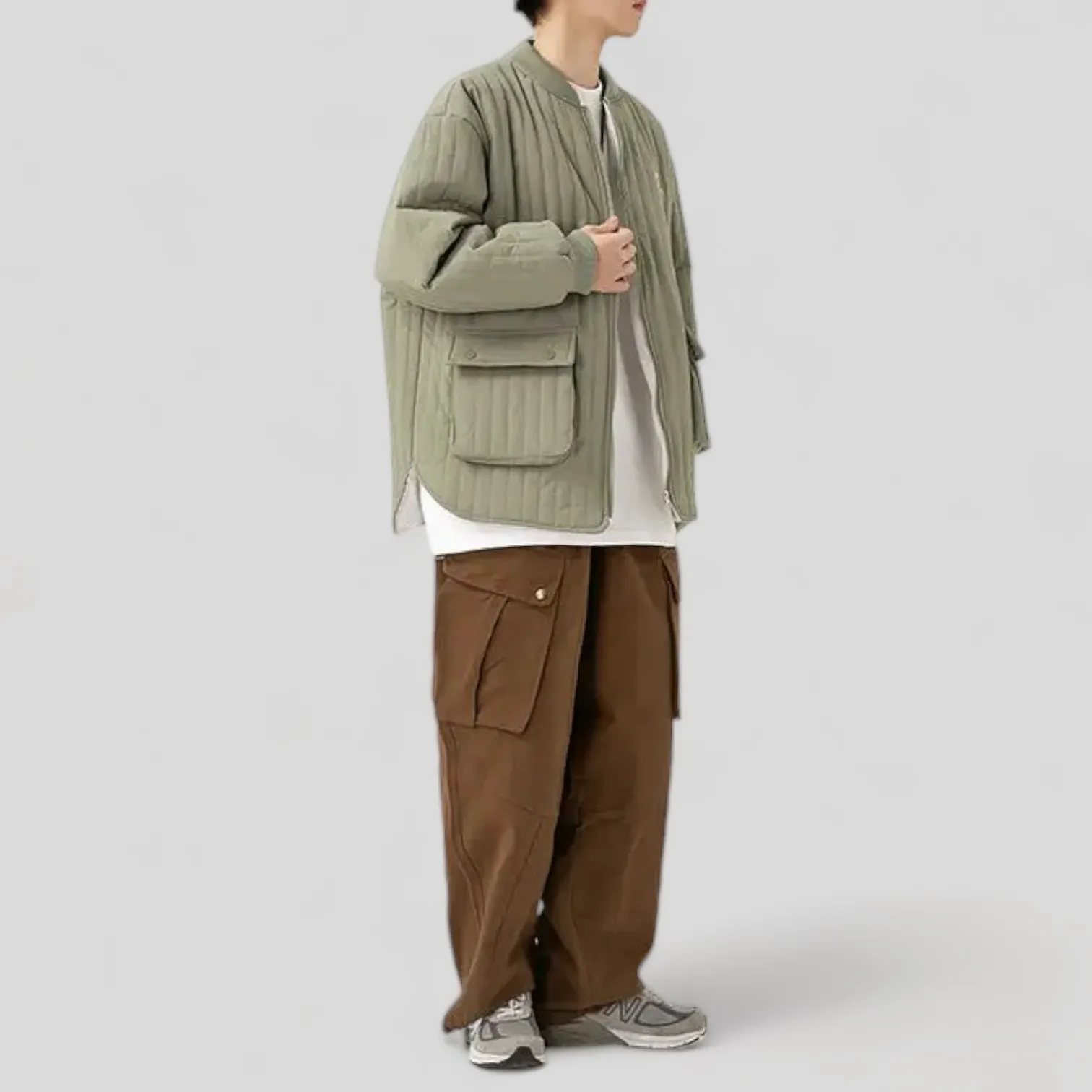 Channel quilting oversized shirt jacket