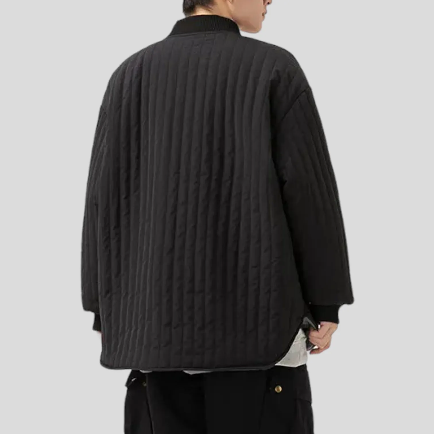 Channel quilting oversized shirt jacket