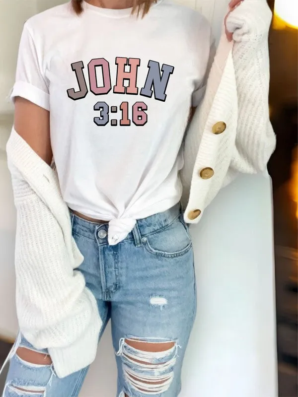 Colorful John 3 16 Graphic Tee Shirt