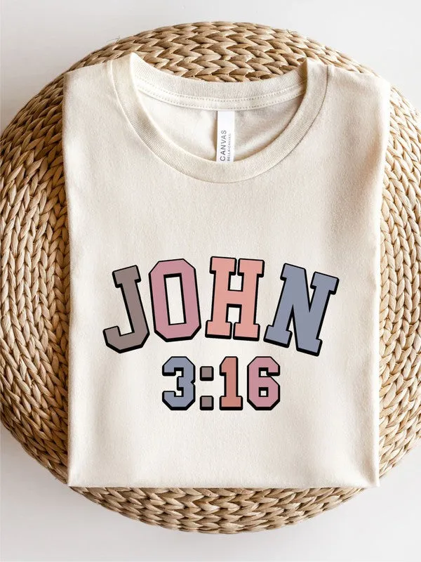 Colorful John 3 16 Graphic Tee Shirt