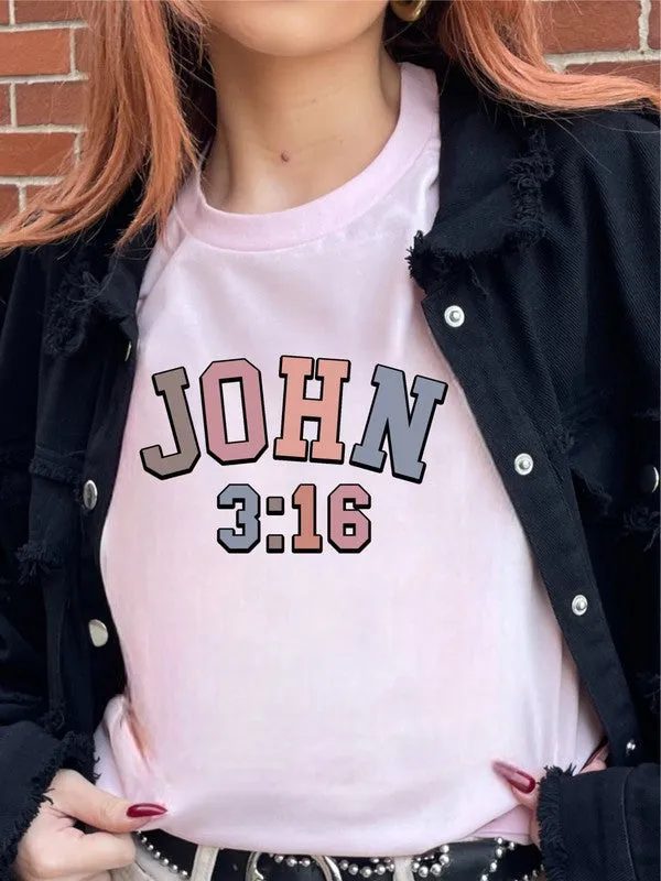 Colorful John 3 16 Graphic Tee Shirt