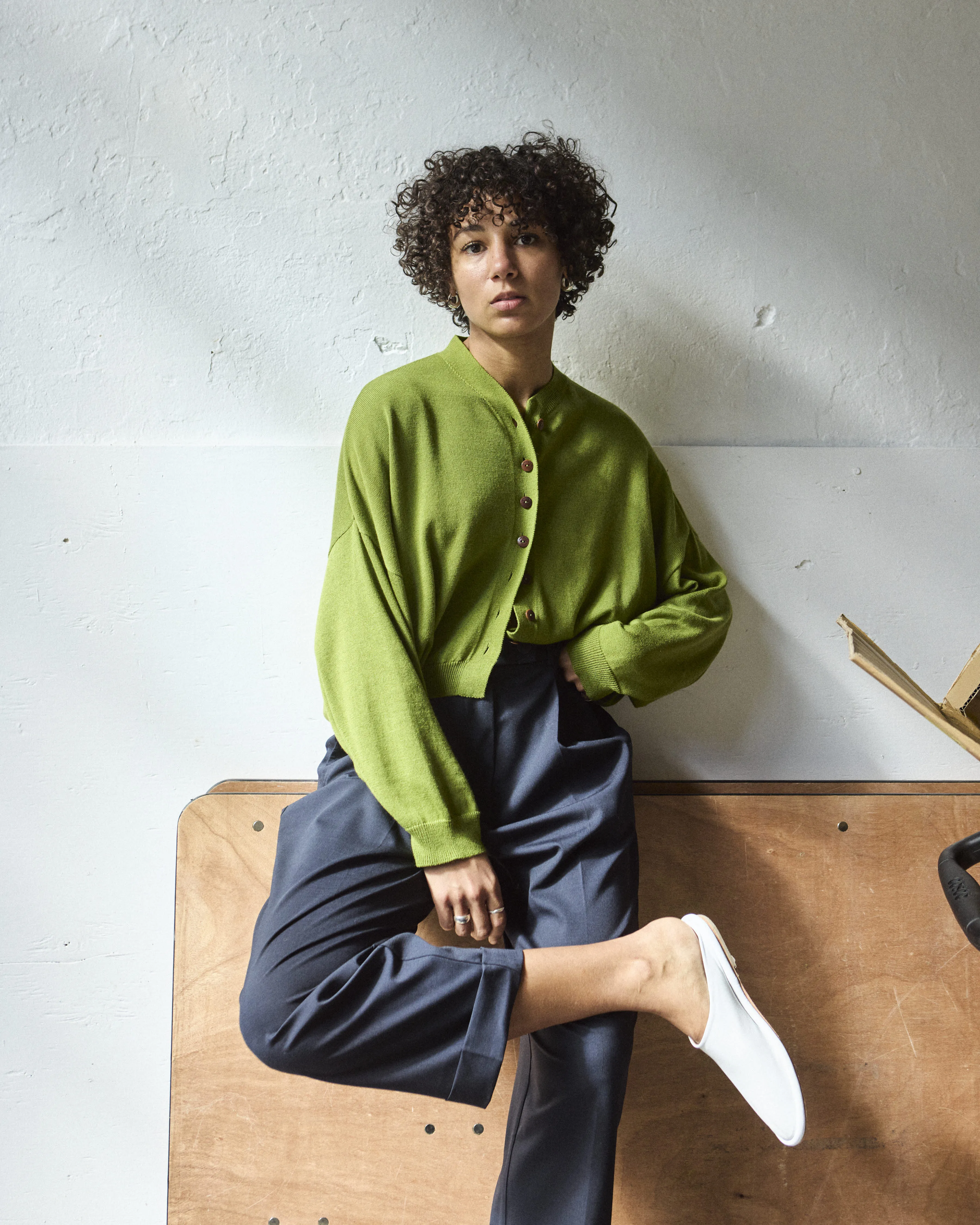 Cordera Cotton & Cashmere Cardigan, Woodbine