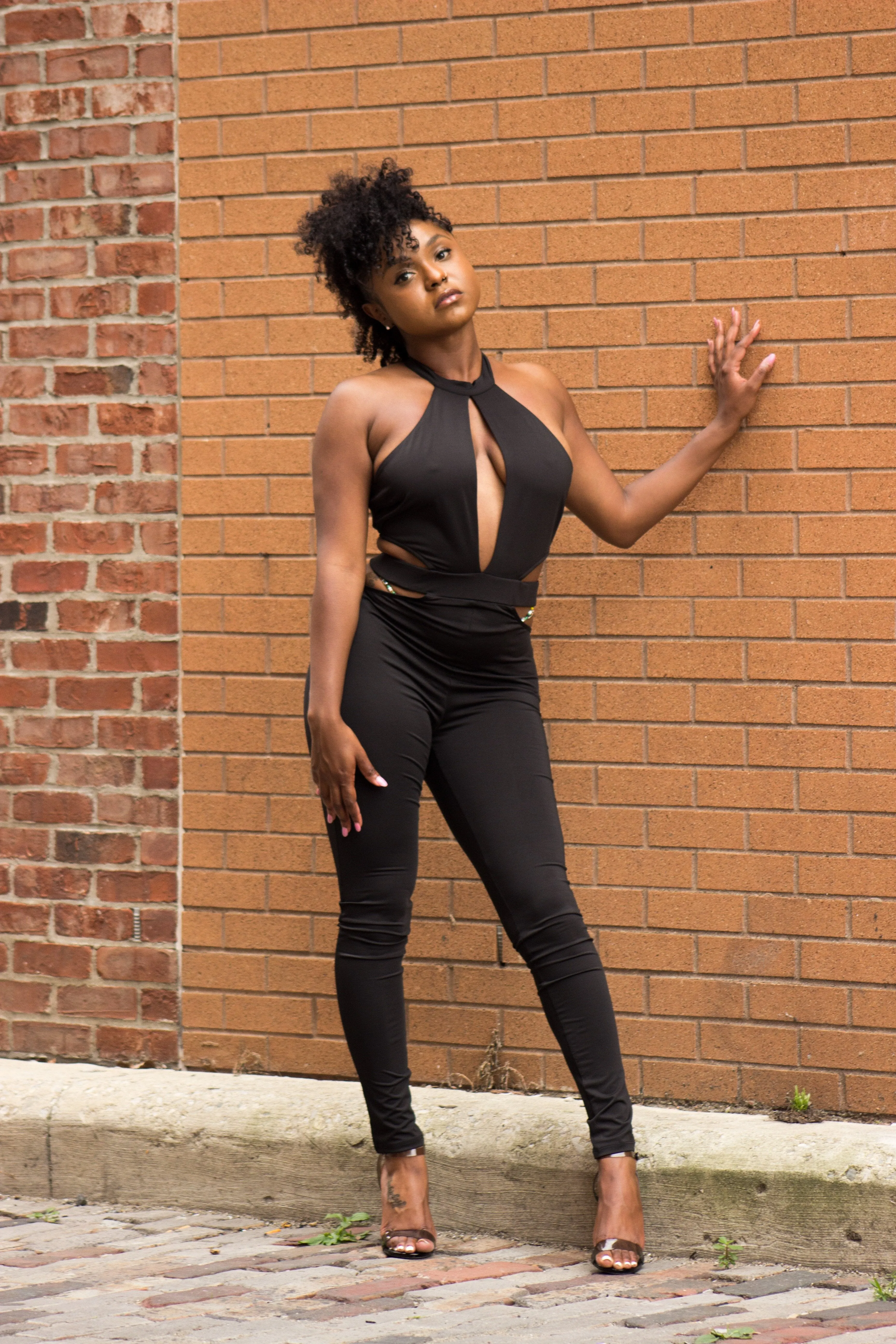 Cut Out Black Jumpsuit