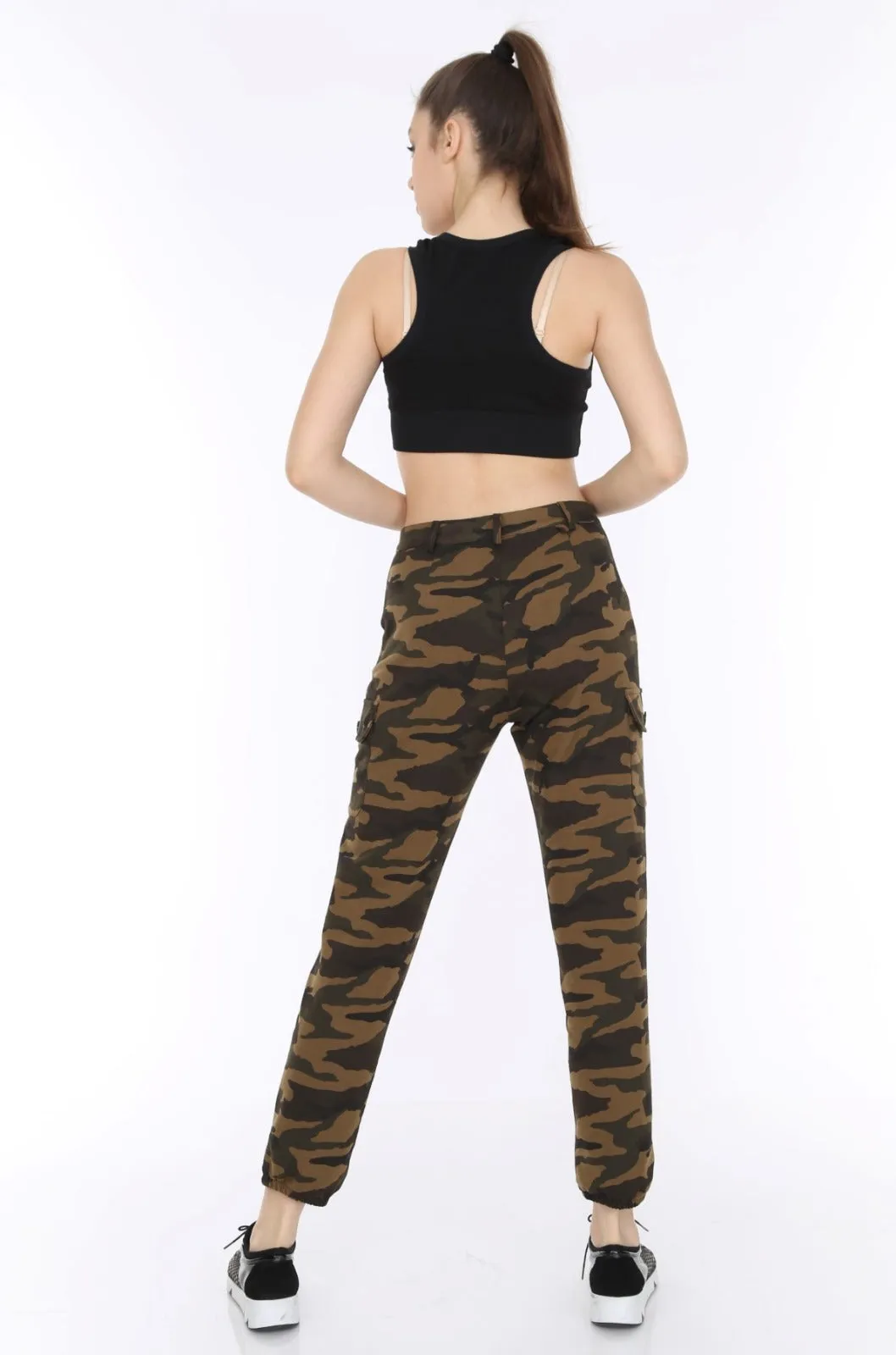 Dark Camouflage Soft Jersey Stretchy Combat Utility Trousers