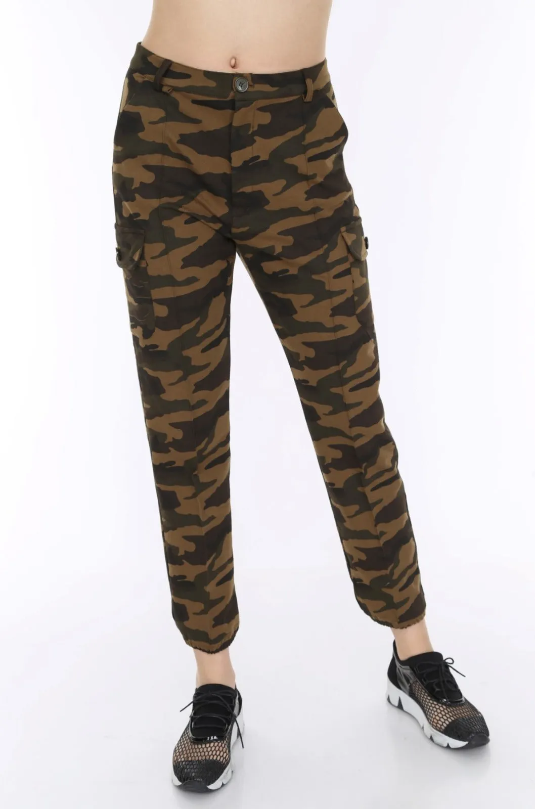 Dark Camouflage Soft Jersey Stretchy Combat Utility Trousers