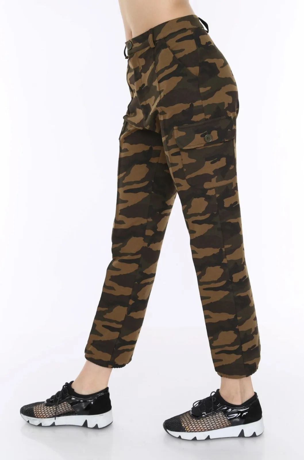 Dark Camouflage Soft Jersey Stretchy Combat Utility Trousers