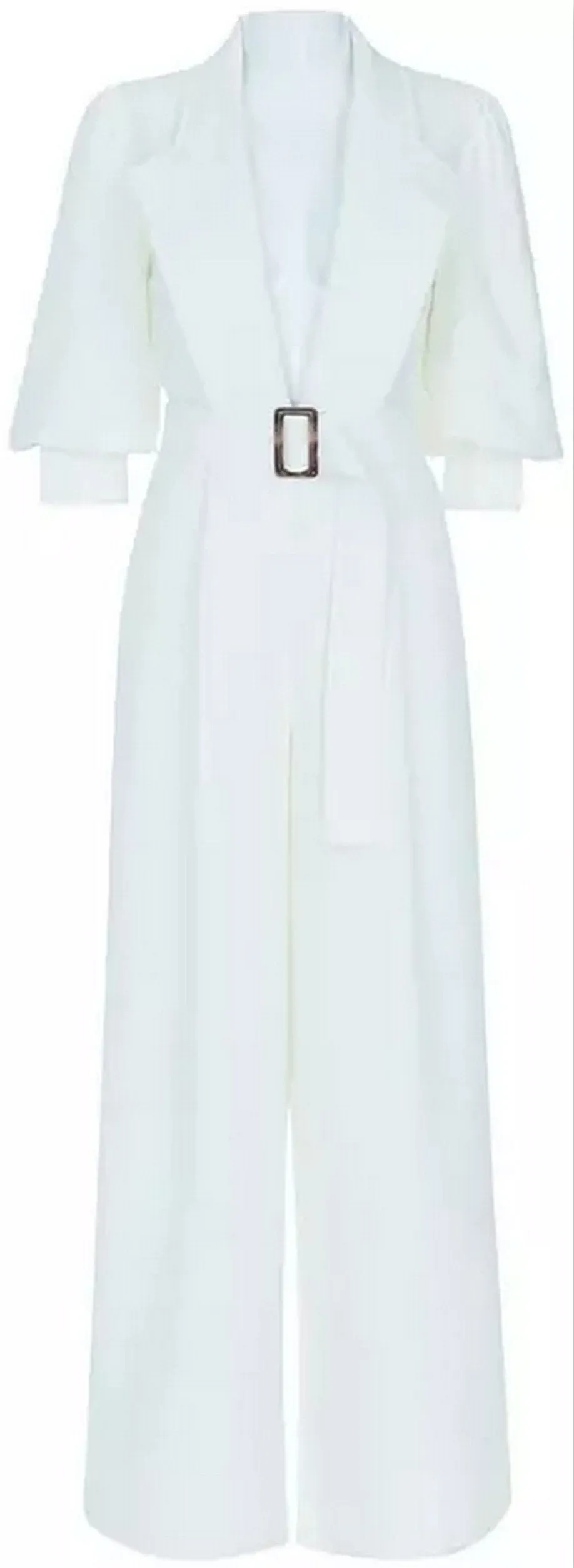 Deep V-Neck Belted Jumpsuit