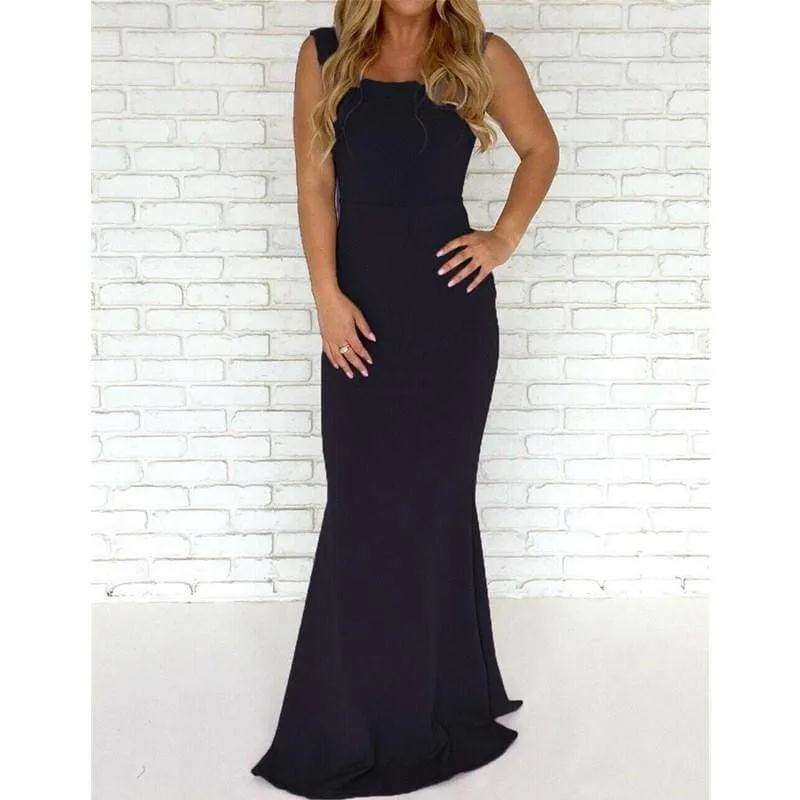 FashionSierra - Women Ladies Formal Backless Long Dress Party Ball Prom Gown Wedding Bridesmaid Sleeveless O-Neck Long Maxi Dress