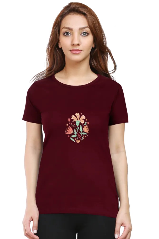 Floral Wildflowers Printed Scoop Neck T-shirt for women