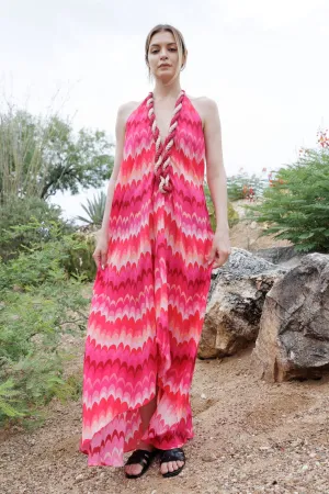 Fuchsia Printed Long Dress