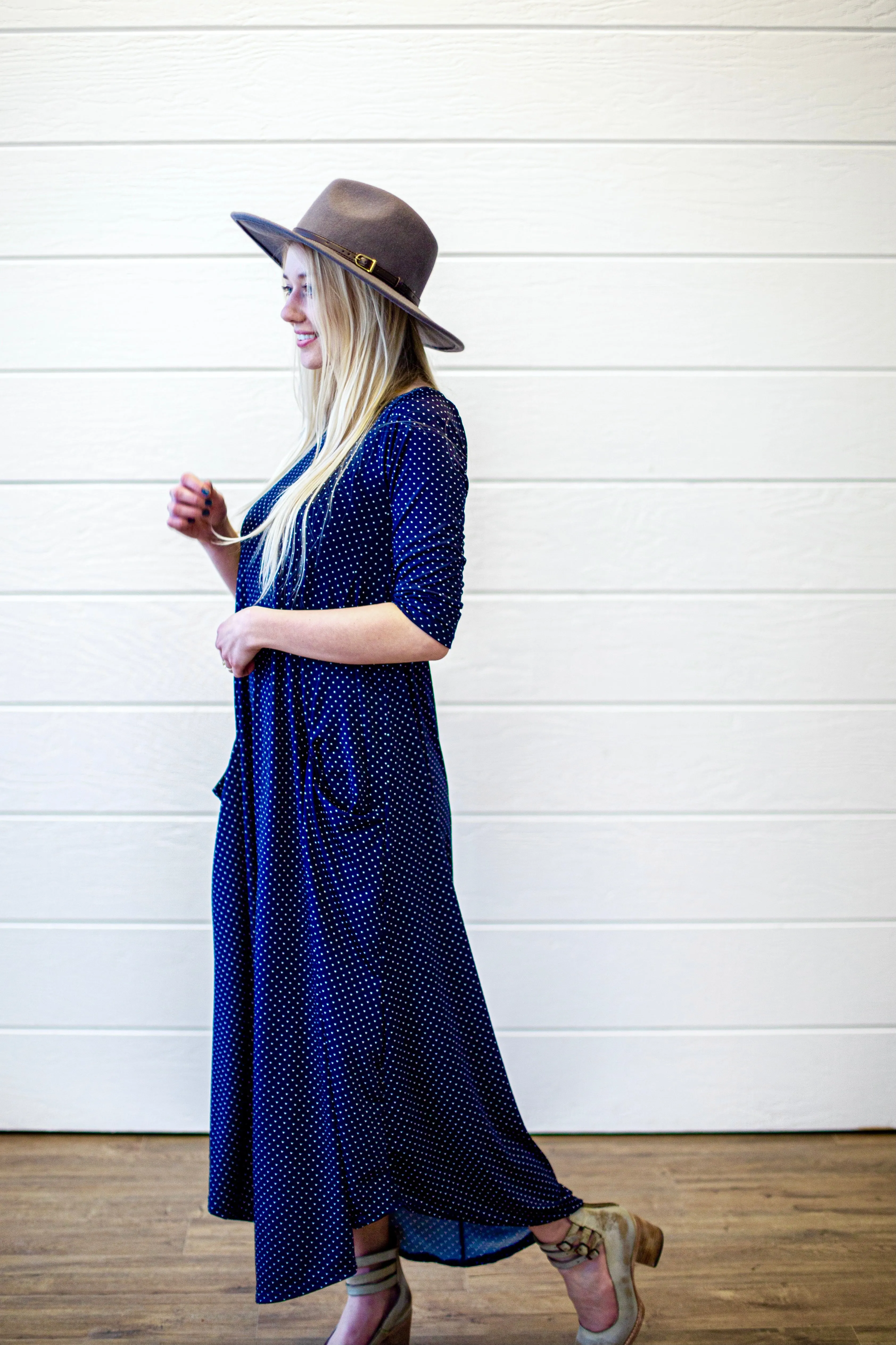 Jessi Dress Navy & White Swiss Dot