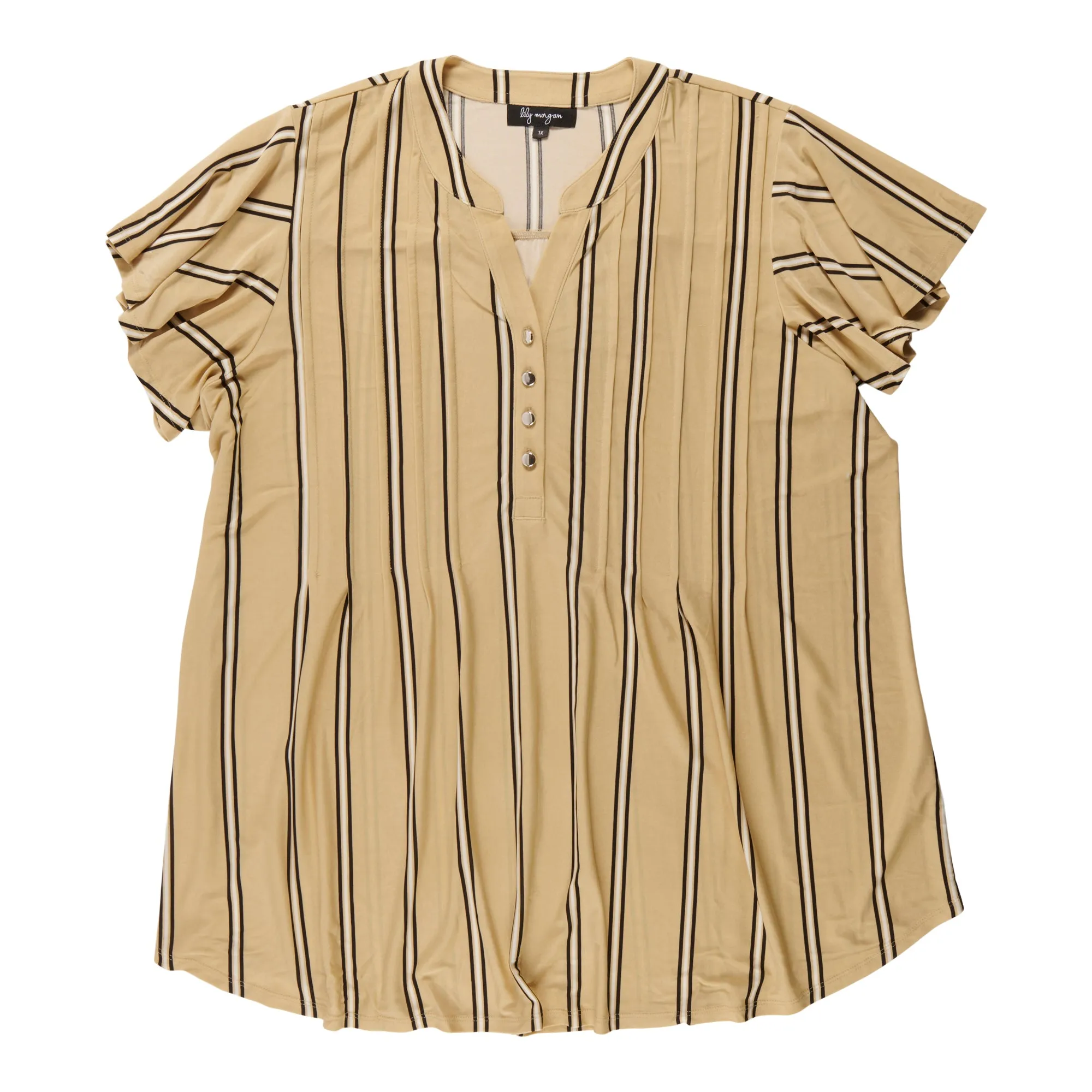 lily morgan Women's Plus V-Neck Pintuck Blouse