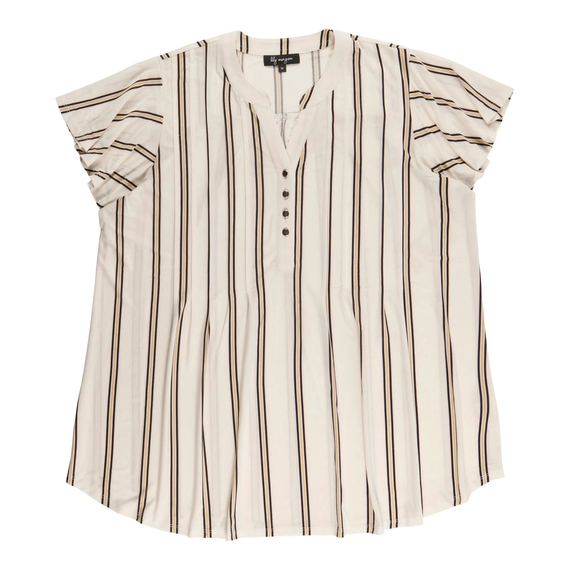 lily morgan Women's Plus V-Neck Pintuck Blouse