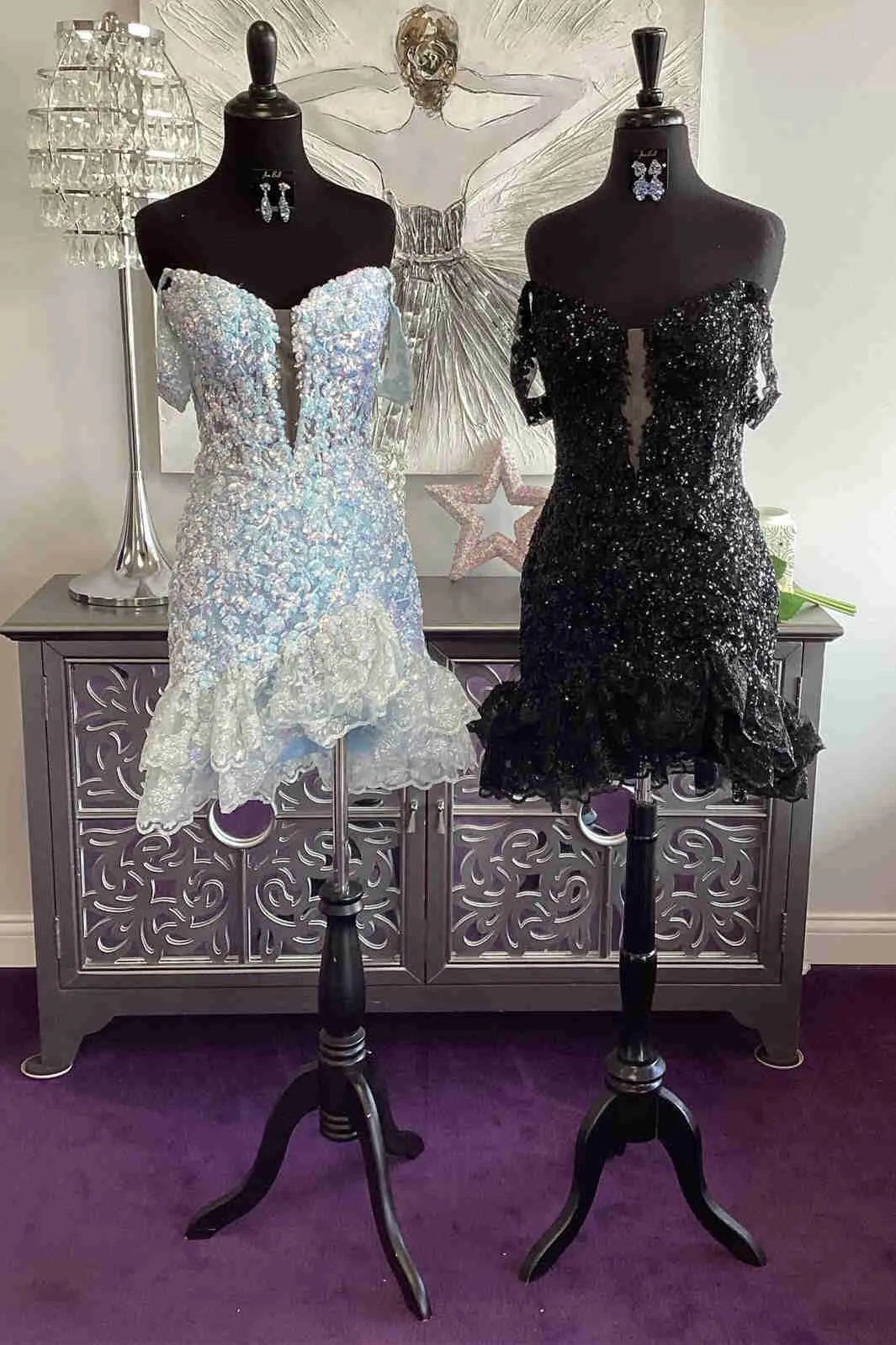 Melena | Charming Bodycon V Neck Sequins Short Tight Homecoming Dresses with Ruffles