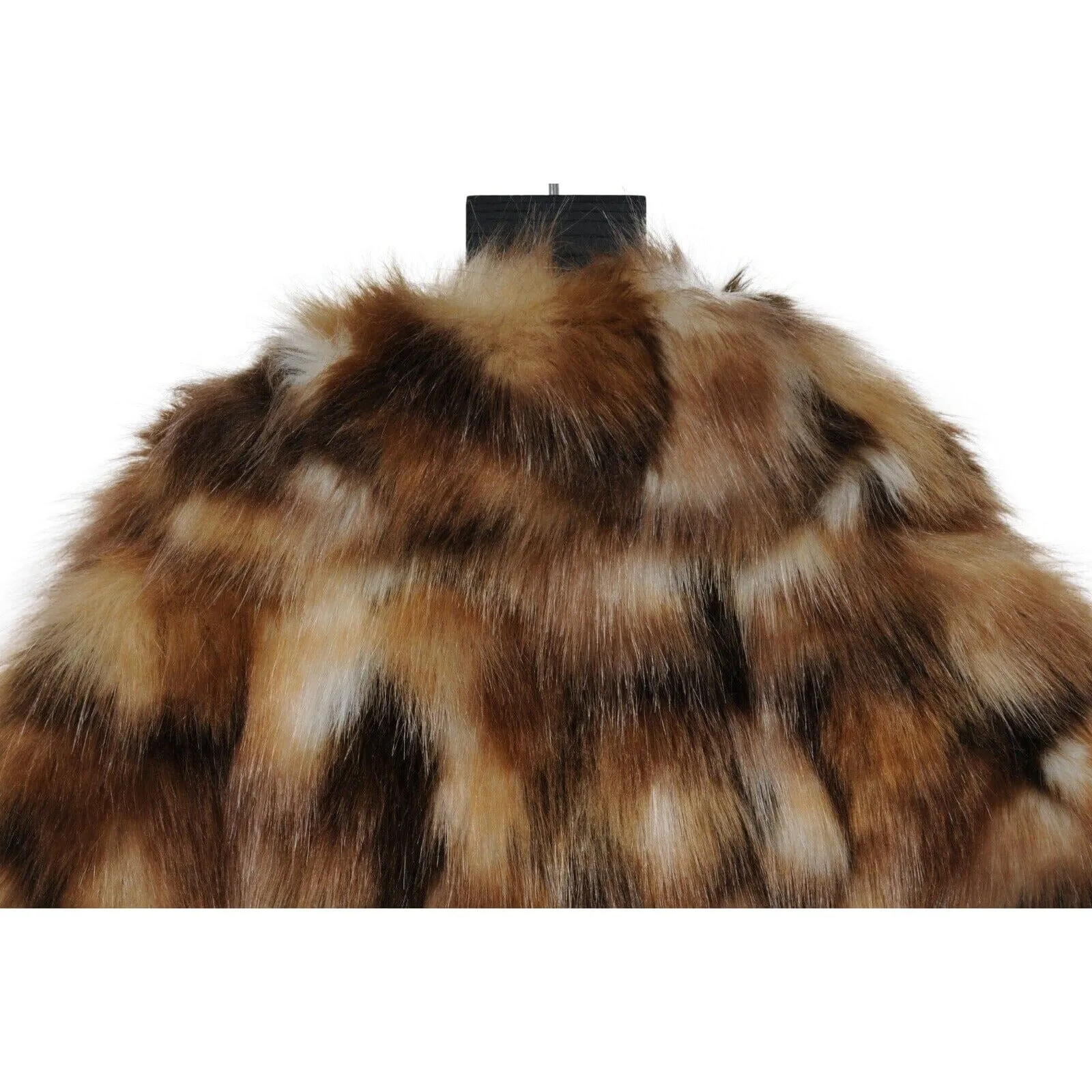 Men Double Breasted Faux Fur Coat Brown Tan Jacket Coat