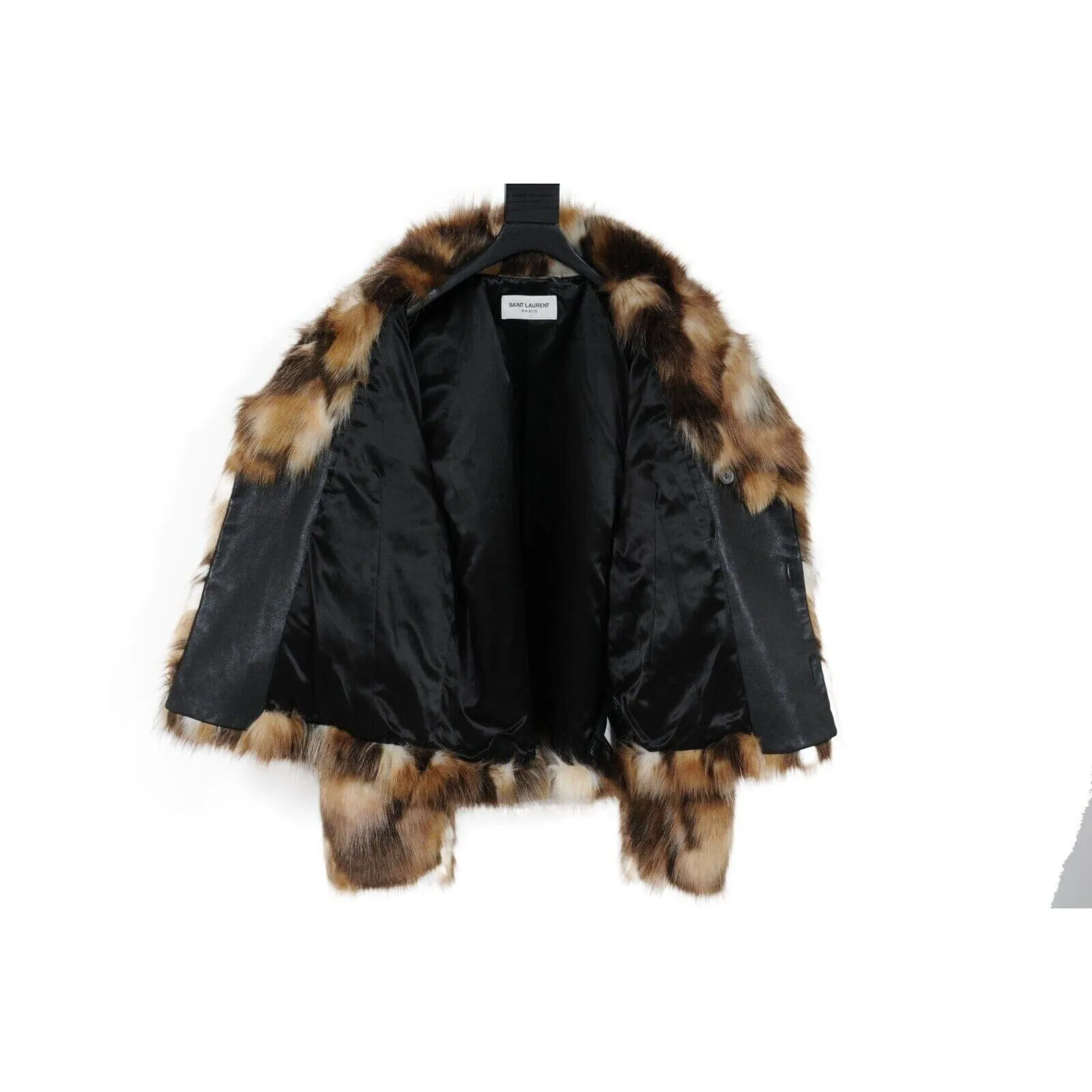 Men Double Breasted Faux Fur Coat Brown Tan Jacket Coat